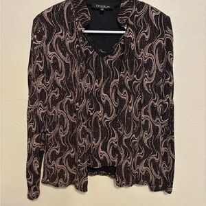 ONYX Nite Metallic Swirl Illusion Evening Top Size Small